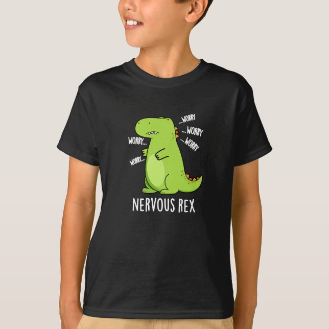Camiseta Nervoso Rex Funny Dinossaur TRex Pun Dark BG (Frente)