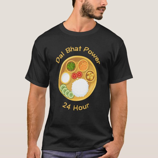 Camiseta Netali Engraçado Dizendo Dal Bhat Power 24 Horas (Frente)