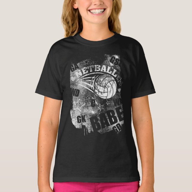 Camiseta Netball Babe, Black Grunge Netball (Frente)