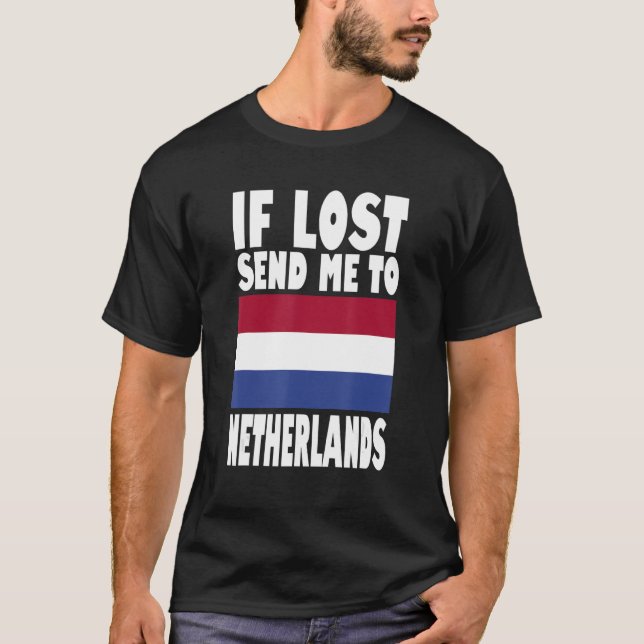 Camiseta Netherlands Flag Design  If lost send me to Nether (Frente)