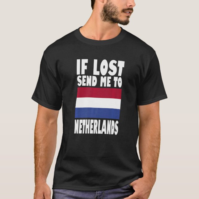 Camiseta Netherlands Flag Design  If lost send me to Nether (Frente)