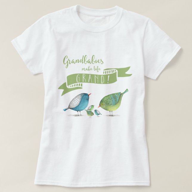 Camiseta Netos tornam a vida GRANDIOSA Pássaros (Frente do Design)