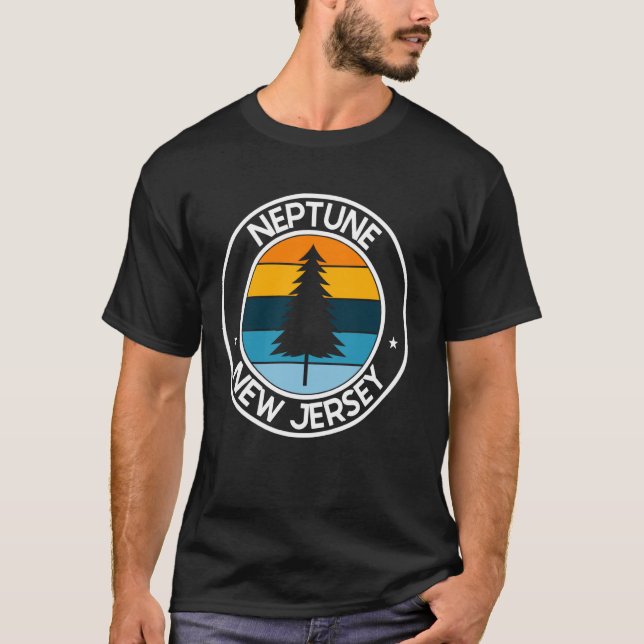 Camiseta Netuno Nova Jersey NJ EUA Orgulho da Cidade Retro  (Frente)