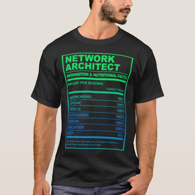 Camiseta Network Architect Nutrition Facts Tech Humor (Frente)