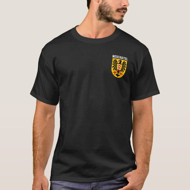 Camiseta Neuchâtel casaco de braços, Suiça T-Shirt (Frente)