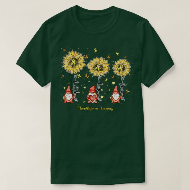 Camiseta Neuroblastoma Sensibilização Gnome fé esperança gi (Frente do Design)