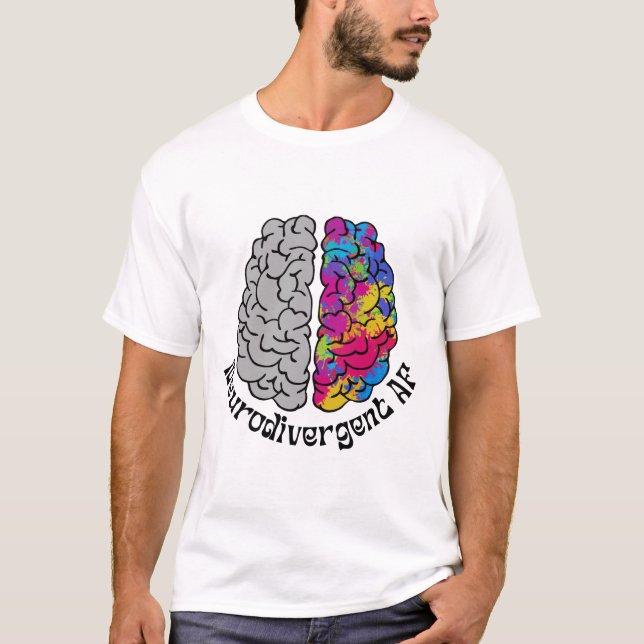 Camiseta Neurodivergência AF - Cérebro Múltiplo Desenho Mão (Frente)