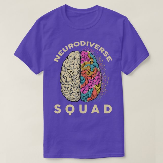 Camiseta Neurodiverse Squad Brain Celebrate Autism Awarenes (Frente do Design)
