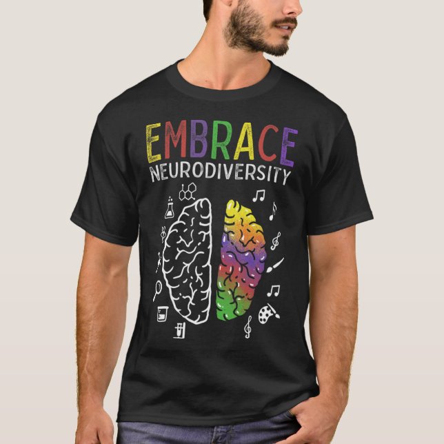 Camiseta Neurodiversidade Abraça Adhd Autismo Cérebro Asd (Frente)