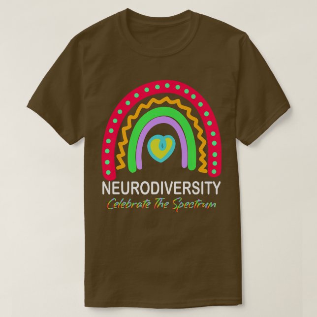 Camiseta neurodiversidade autismo asd adhd arco-íris (Frente do Design)