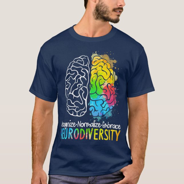 Camiseta NeuroDiversidade Autismo Espectro ASD ADHD Arco-Ír (Frente)