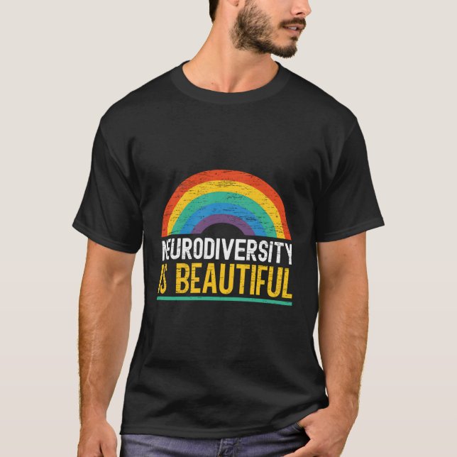 Camiseta Neurodiversidade é bela Infinidade Arco-Íris Adhd (Frente)