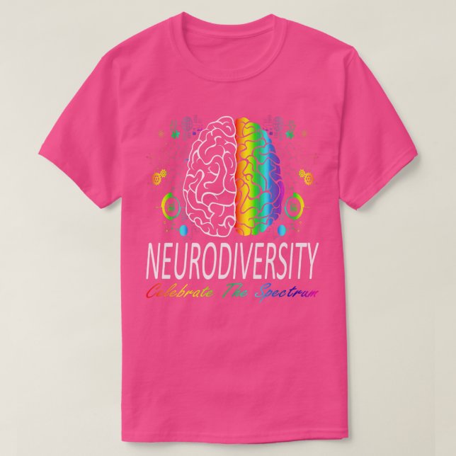 Camiseta Neurodiversidade - Espectro Autismo ASD ADHD Rainb (Frente do Design)