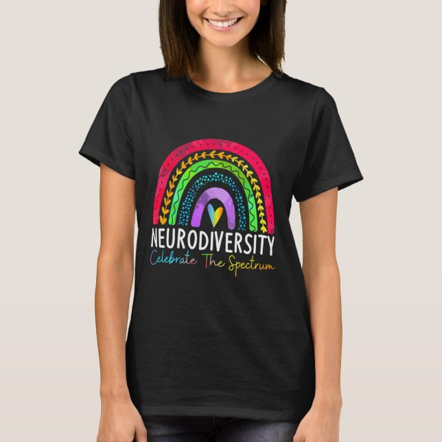 Camiseta Neurodiversity Autismo Espectro Asd Adhd Arco-Íris (Frente)