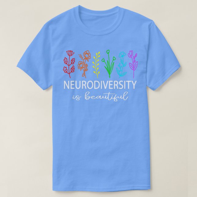 Camiseta Neurodiversity Autismo Sensibilização ADHD Flor Au (Frente do Design)