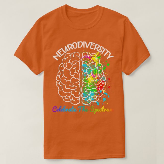 Camiseta Neurodiversity Autismo Spectrum ASD ADHD Rainbow B (Frente do Design)