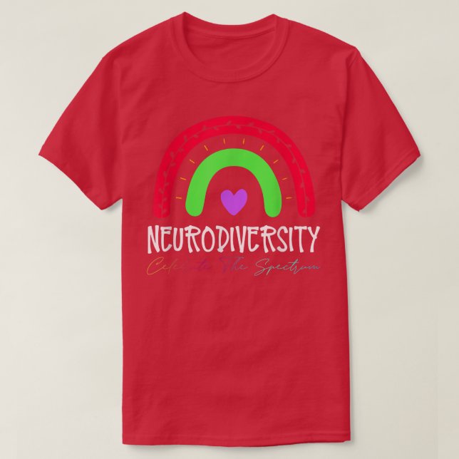 Camiseta Neurodiversity Autismo Spectrum ASD ADHD Rainbow B (Frente do Design)