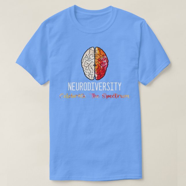 Camiseta Neurodiversity Autismo Spectrum ASD ADHD Rainbow B (Frente do Design)