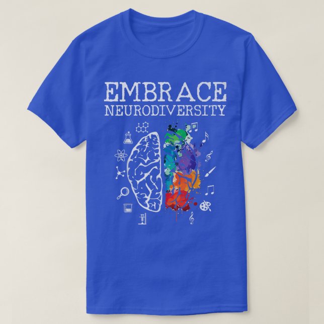 Camiseta Neurodiversity Embrace ADHD Autism ASD Premium  (Frente do Design)
