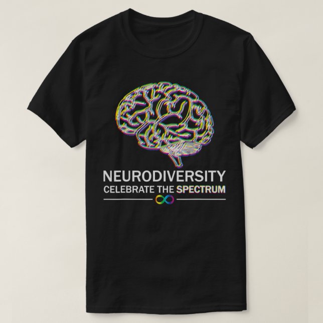 Camiseta Neurodiversity Pride Autism Spectrum ASD ADHD Rain (Frente do Design)