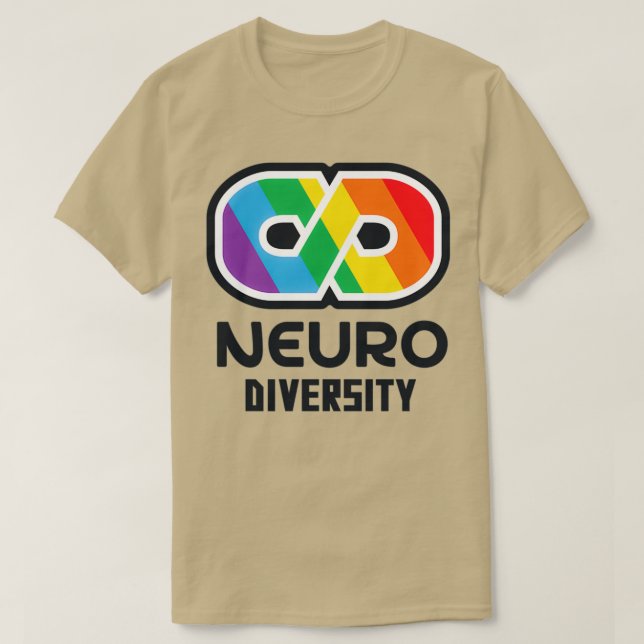 Camiseta NEUROdiversity Rainbow Ribbon Safety Orange (Frente do Design)