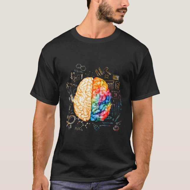 Camiseta Neurologia Colorida De Ciência Do Cérebro E Neuroc (Frente)