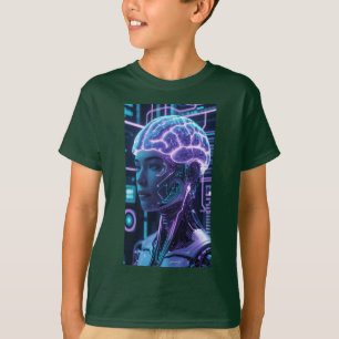 Camiseta Neurônio Futurístico AI Cyberpunk