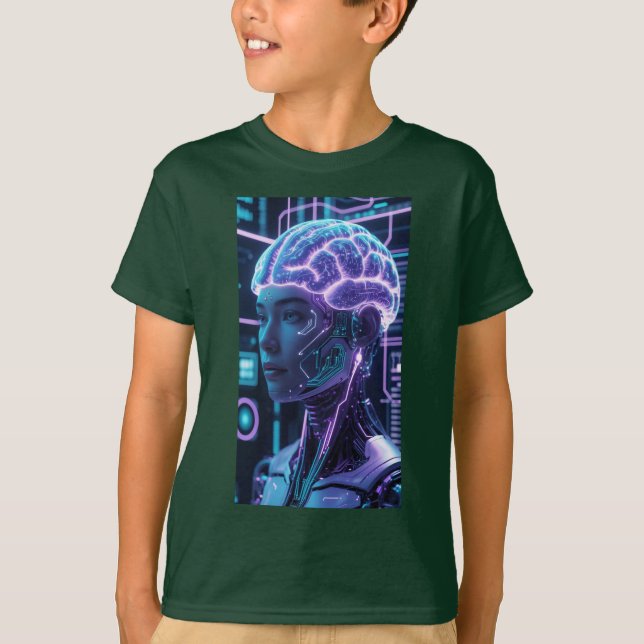 Camiseta Neurônio Futurístico AI Cyberpunk (Frente)