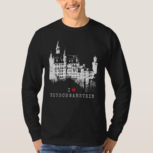Camiseta Neuschwanstein Castle Vintage Bavaria I Love Germ (Frente)
