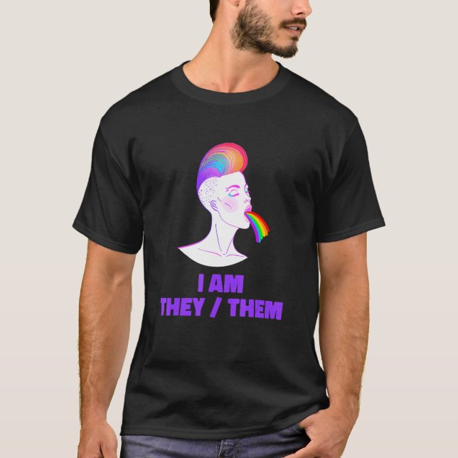 Camiseta Neutral Rainbow Pride Genderless - Non Binary Gend (Frente)