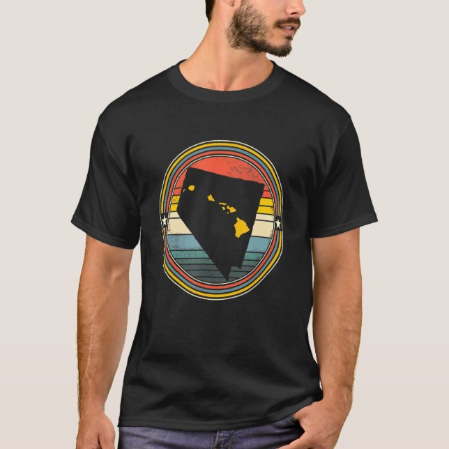 Camiseta Nevada Hawaii Roots Origine State Map Retro (Frente)