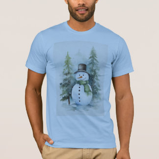 Camiseta Neve alegre parado num inverno nevado