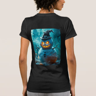 Camiseta Neve assustadora do Halloween com olhos brilhantes