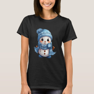 Camiseta Neve Carrot Nose Blue Hat e Scarf Winter Nnow