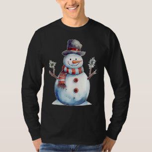 Camiseta Neve com Carrot Nose Pine Vermelho Scarf Winter Ch