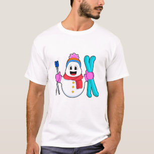 Camiseta Neve como esquiador com esqui