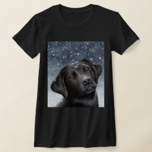 Camiseta Neve de inverno Black Labrador Dog 100