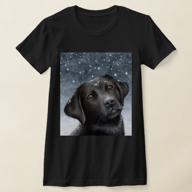 Camiseta Neve de inverno Black Labrador Dog 100 (Postura )