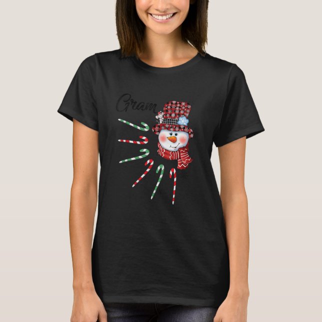 Camiseta Neve Gram Candy Cane Xadrez Vermelha Natal (Frente)