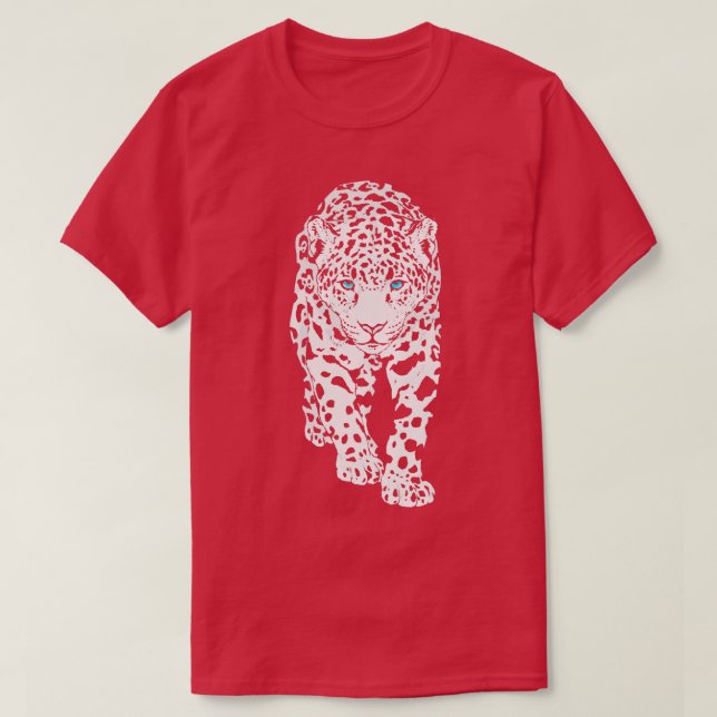 Camiseta Neve Leopardo Selvagem Grande Vida Selvagem de Gat (Frente do Design)
