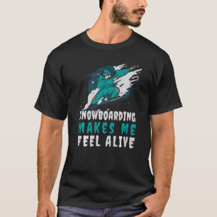 Camiseta Neve me faz sentir vivo Snowboard Skeleton