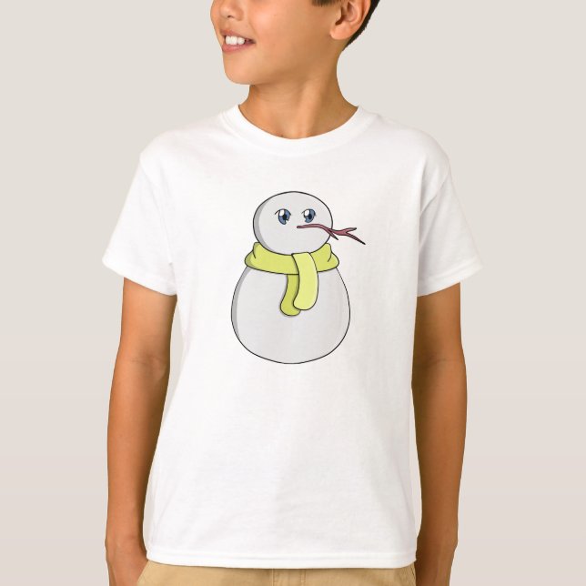 Camiseta Neve vestindo um cachecol amarelo (Frente)