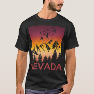 Camiseta Neveda Sunset Wolf Howling em Moon Trees e M