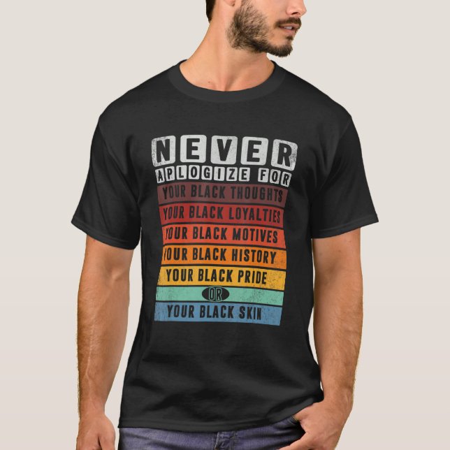 Camiseta Never Apologize For Your Black Thoughts Black Hist (Frente)