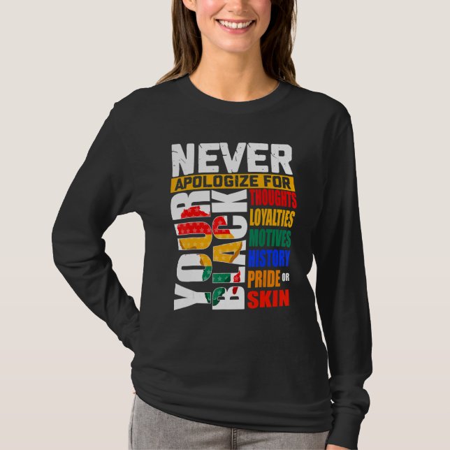 Camiseta Never Apologize For Your Blackness Black History M (Frente)