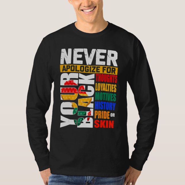 Camiseta Never Apologize For Your Blackness Black History M (Frente)
