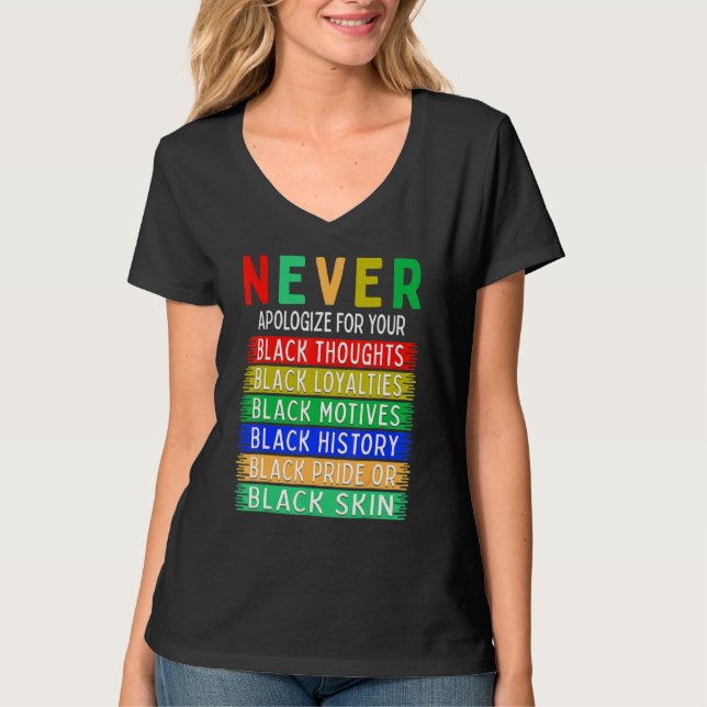 Camiseta Never Apologize For Your Blackness Black History M (Frente)