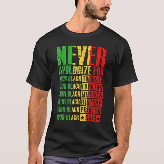 Camiseta Never Apologize For Your Blackness Black History P (Frente)
