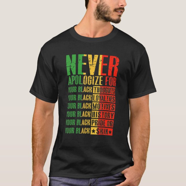 Camiseta Never Apologize For Your Blackness Black History P (Frente)