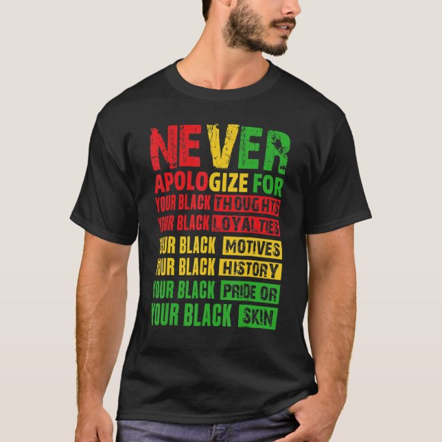 Camiseta Never Apologize Your Black History Month African A (Frente)